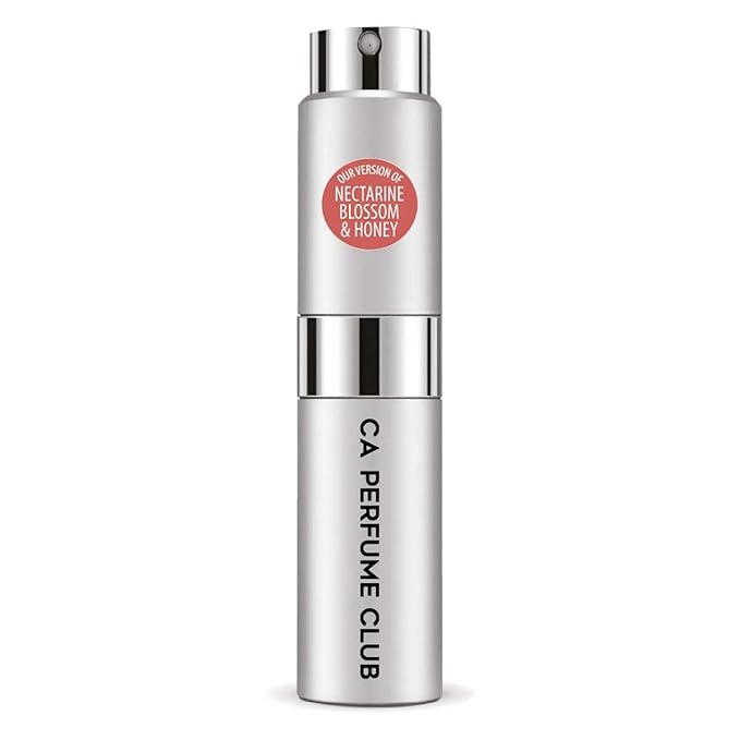 CA Perfume Impression of Nectarine Blossom & Honey for Women and Men Floral Fruity Gourmand Scent Long Lasting Unisex Fragrance Eau De Parfum Travel Size Refillable Atomizer Spray 0.27 Fl Oz 8ml