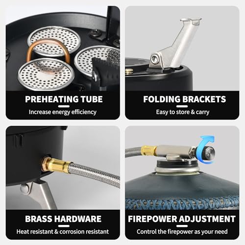 Naturehike Camping Gas Stove for IGT Table, Portable Isobutane Stove with Storage Bag & Foldable Brackets, 3 Burners Camp ...