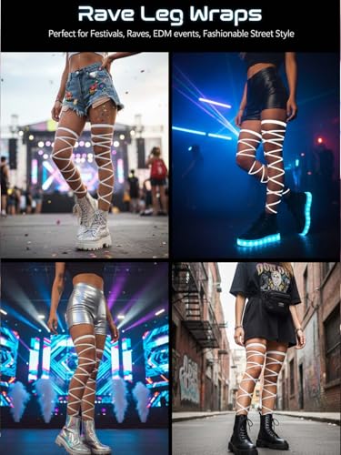 Lorealri Rave Leg Wraps Elastic Garter Plus Size Leg Straps Dancing Music Festivals Coachella Outfits for Women