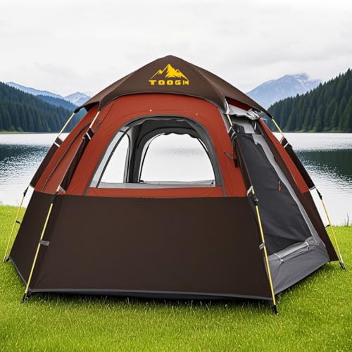 Toogh Camping Tent with Instant Setup, 2/3 Person Weatherproof Tent Easy Quick Set Up in 60 Seconds with Rainfly Backpack ...