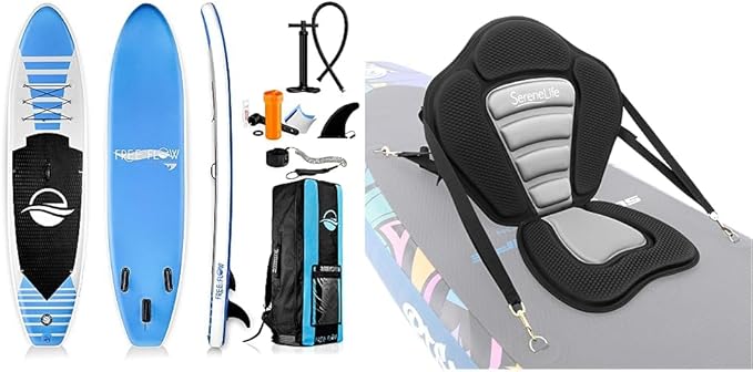SereneLife Inflatable Stand Up Paddle Board (6 Inches Thick) & Universal Paddle-Board Seat - Adjustable Paddle Board Seat,...
