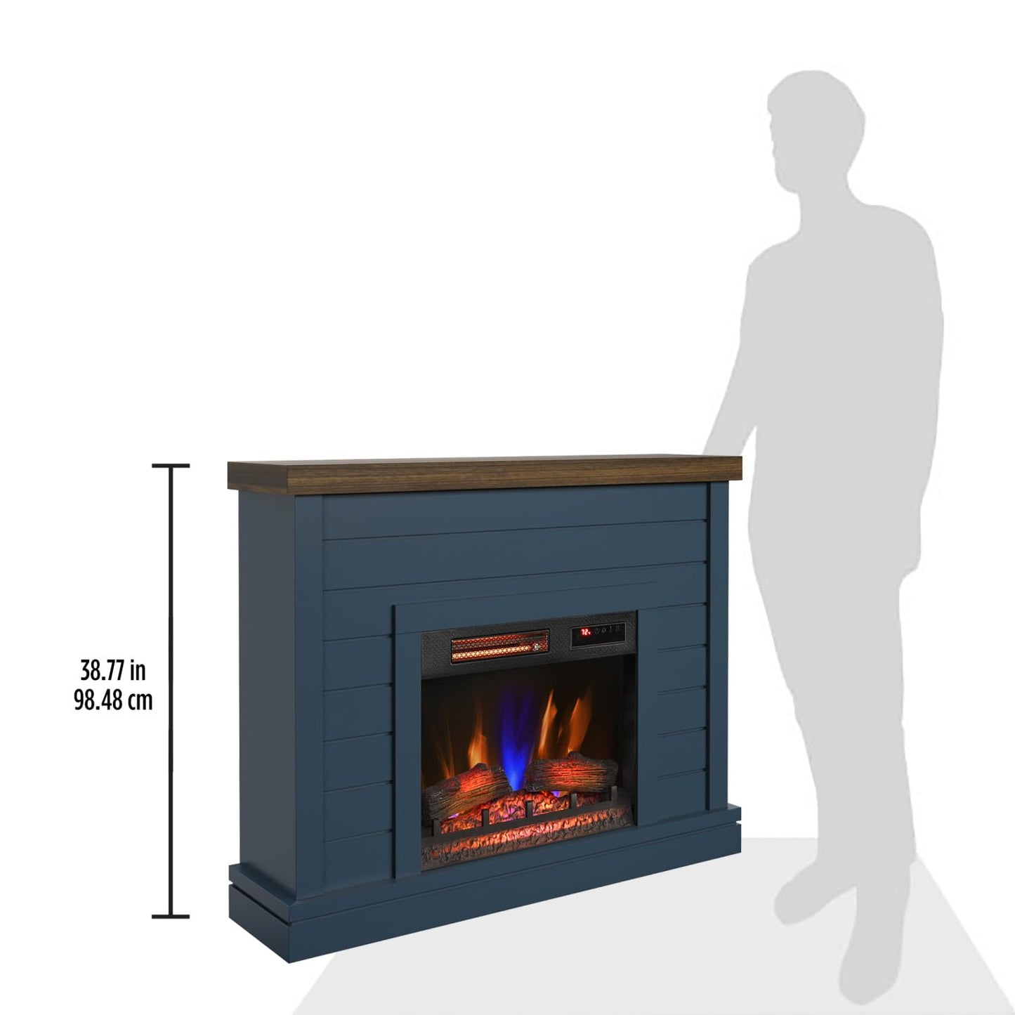 duraflame® Shiplap Wall Mantel Electric Fireplace, Fontana Blue