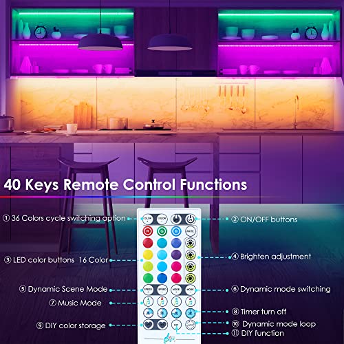 maylit 10 PCS Smart RGB Under Cabinet Lights Kit, Compatible with Alexa and Google Assistant, App and Remote Control, Musi...
