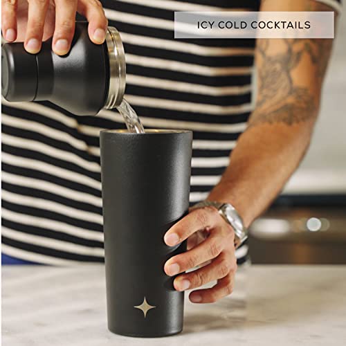 JoyJolt Triple Insulated Cocktail/Protein Shaker Bottle. 20oz Shaker Cup with Alcohol Measure Lid and Jigger Cap. 12hr Ice...