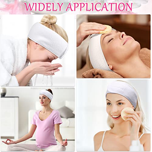 Hoteam 30 Pack Spa Headband Facial Esthetician Hair Wrap for Women Adjustable Makeup Sports Shower Stretch Towel with Tap...