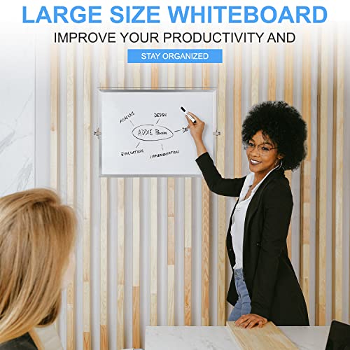 Dry Erase White Board, Cazeyoo Magnetic Desktop Whiteboard 16 x 12inch with Stand, 10 Markers, 4 Magnets and 1 Eraser, Por...
