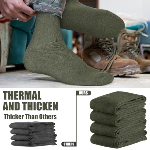 Twistover 8 Pairs Men's Wool Military Boot Socks Thermal Army Socks Hunter Boot Anklets Men Thick Wool Anklets for Cold We...