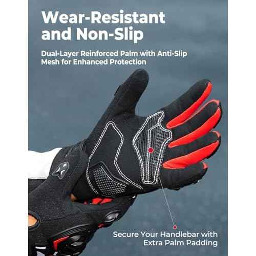 KEMIMOTO Motorcycle Gloves for Men, Touchscreen Cycling Gloves for Outdoor Sports On-Road Off-Road Mountain Motorcycle Motorcross Motorbike Dirt Bike Bicycle Racing ATV UTV