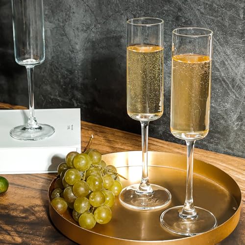 UMEIED Champagne Flutes, 6oz Edge Champagne Glasses Set of 12 with Long Stem - Sparkling Wine Glasses & Elegant Gift for H...
