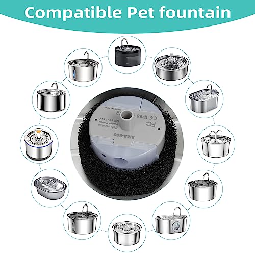 Ultra-Quiet Replacement Pump for Stainless Steel Cat Water Fountains - SMA-800 Motor - Safe and Easy to Clean with Low Vol...