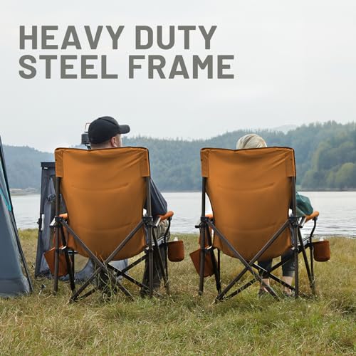 TIMBER RIDGE Oversized Folding Camping Chair High Back Heavy Duty for Adults Support up to 500lbs with Cup Holder, Side Po...