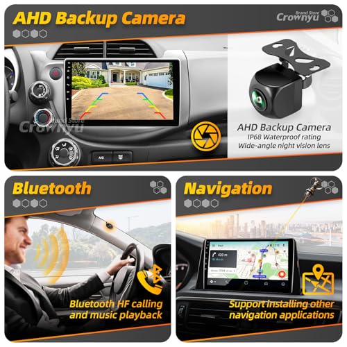 Crownyu for FIT 2009-2013 Radio Compatible with Wirelessly Carplay Android Auto Upgrade Android Car Stereo Bluetooth Navig...
