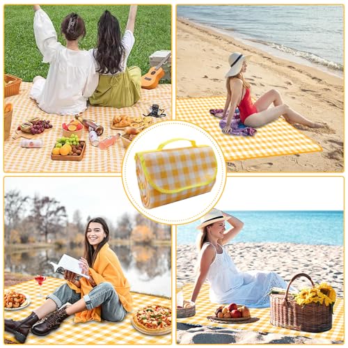 Wulitaotao Outdoor Picnic Blanket, 80" x 60" Foldable Waterproof Sand Beach Mat for Beach, Camping & Lawn, Sandproof & Por...