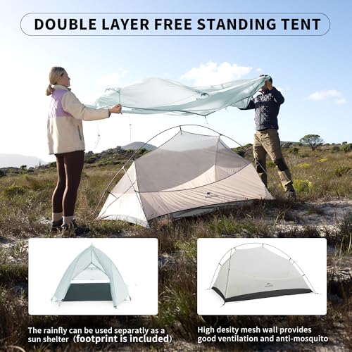 Naturehike Cloud-Up 2 Person Tent Lightweight Backpacking Tent with Footprint - Free Standing Ultralight Camping Hiking Ba...