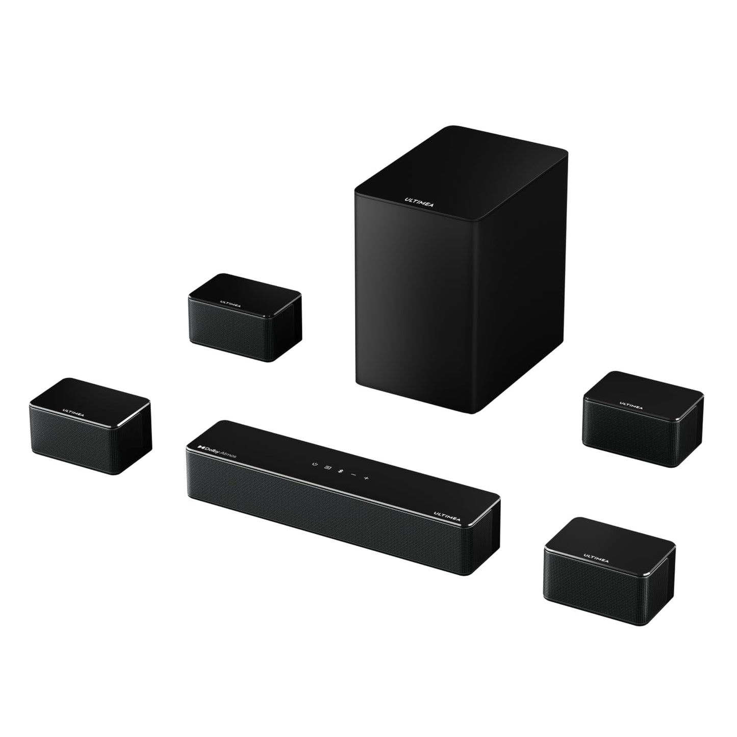 ULTIMEA 7.1CH Surround Sound System for TV, Soundbar with Dolby Atmos, 6.5" Wireless Subwoofer, APP Control, 4 Wired Surround Speakers, Peak Power 460W Soundbar for TV, Poseidon D80 (New 2025 Model)