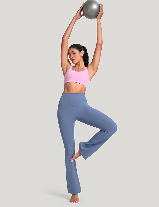 HeyNuts Harmony Flare Leggings 29"/30.5"/32.5"/34.5", High Waisted Tummy Control Wide Leg Bootcut Yoga Pants Lounge Soft