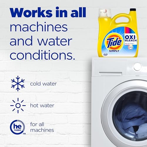 Tide Simply Oxi Boost + Bleach Alternative Laundry Detergent Soap, Safe on Colors, Whitens, Brightens, Line Dry Fresh Scent, 137 fl oz, 96 Loads