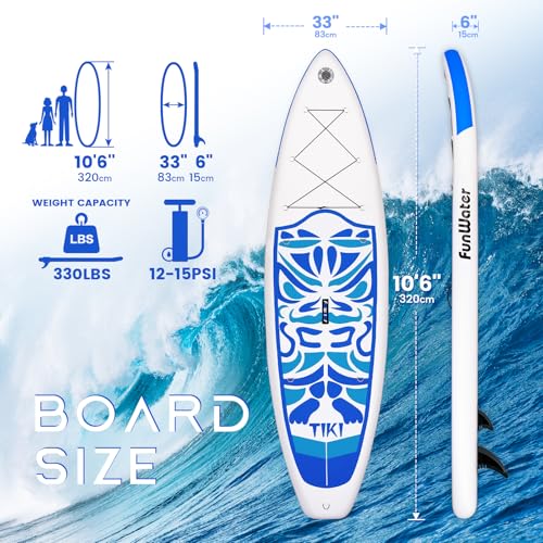 FunWater Inflatable Ultra-Light Stand Up Paddle Board for All Skill Levels with Premium SUP Paddleboard Accessories,Non-Sl...