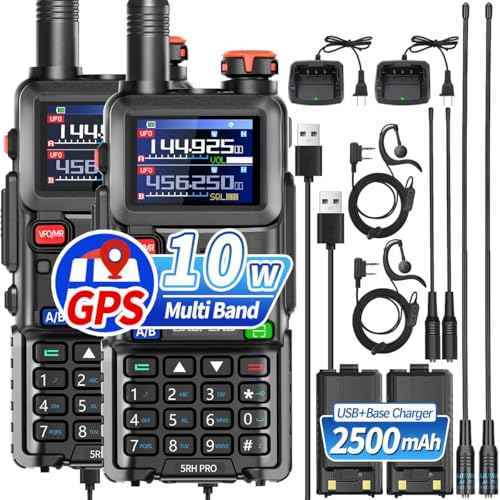 Baofeng Radio Ham Radio 5RH PRO GPS 10W Long Range Handheld Two Way Radio NOAA Weather Receiver 2500mAh Rechargeable 5RM Upgrade Walkie Talkies with USB-C Charger for Survival Gear Hunting,2 Pack