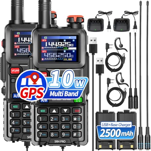 Baofeng Radio Ham Radio 5RH PRO GPS 10W Long Range Handheld Two Way Radio NOAA Weather Receiver 2500mAh Rechargeable 5RM U...