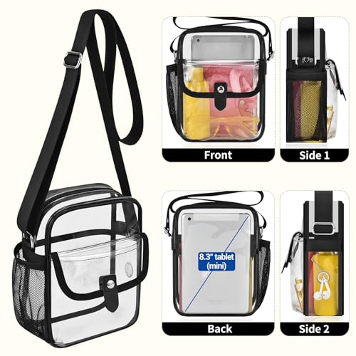 SPODEARS Clear Crossbody Bag for Stadium Events & Concerts - Adjustable Shoulder Strap Purse with 1 Bottle Holder