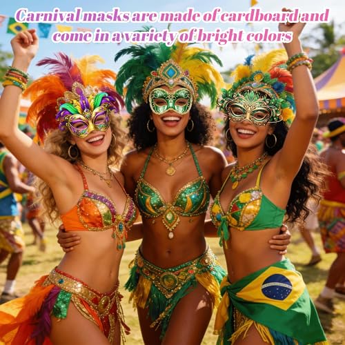 MOSIOBERDAVIAN 24 Pcs Mardi Gras Masks Bulk Paper Masquerade Masks Pack Vintage Carnival Mask for Masquerade Party Supplie...