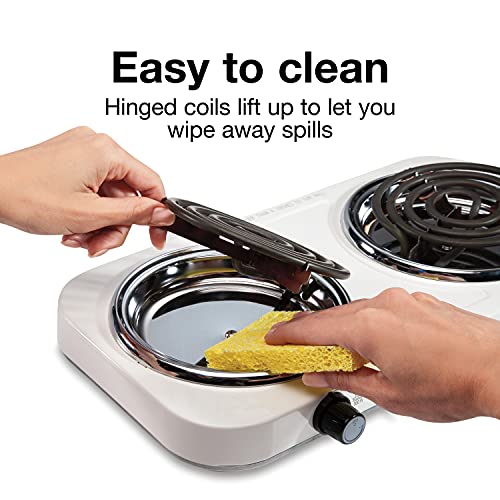 Proctor Silex Portable Electric Stove, Stainless Steel Double Burner Cooktop, Compact, Adjustable Temperature Hot Plate, 1...