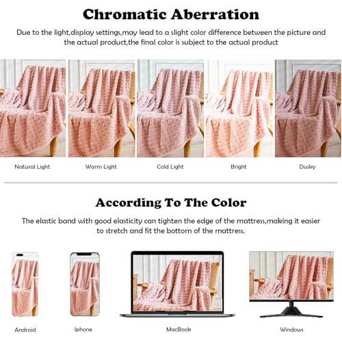 NEWCOSPLAY Super Soft Throw Blanket Pink Premium Silky Flannel Fleece 3D Waffle Checkered Lightweight Bed Blanket All Seas...