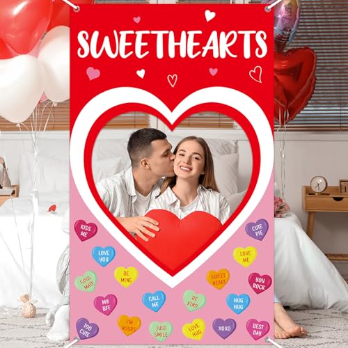 Valentine's Day Candy Heart Photo Prop Selfie Frame Valentine's Day Party Decoration Sweet Candy Conversation Hearts Hangi...