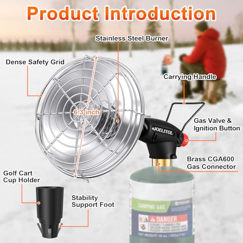 Golf Cart Heater, 2000℉ Portable Propane Heater with Golf Cart Cup Holder & Adjustable Flame, for EZGO, Yamaha, Club Car, ...