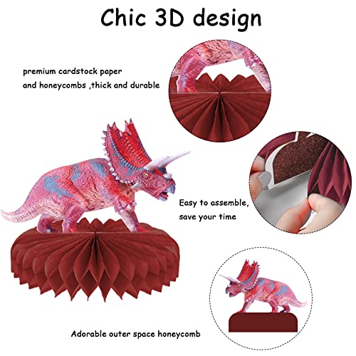 Tevxj 10 Pcs Dinosaur Centerpieces for Birthday Party 3D Dino Honeycomb Table Decorations Dinosaur Safari Jungle Animal Th...
