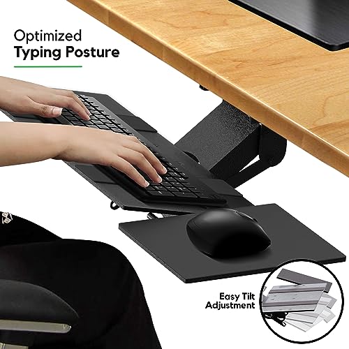 KT1 Ergonomic Keyboard Tray Under Desk - Under Desk Keyboard Tray Slide Out with Adjustable Height and Tilt - Easy to Slid...