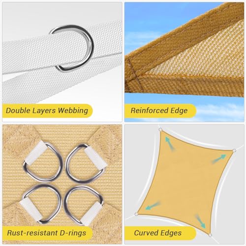 HappyTrends Sun Shade Sail,10'x 13' Heavy Duty UV Protection Beach Shade Canopy Wind Sail,Tear and Rust Resistant Patio sa...