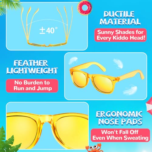 Rugort Kids Sunglasses 32 Bulk Party Favors, Toddler Boys Girls Age 3-8 Birthday Favor Summer Goodie Bags Stuffers, Neon S...