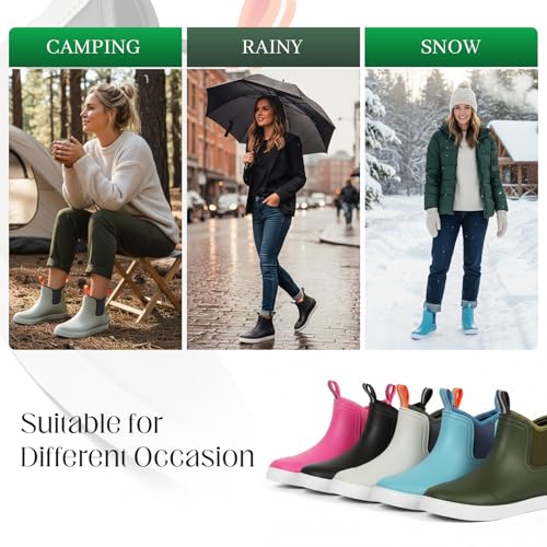 ZCVQX Women's Deck Boots Waterproof Ankle Rain Boots Outdoor Fishing Garden Boots for Women Anti-Slip Lightweight Comforta...
