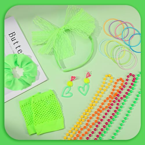 ZhouBoat 80s Fancy Dress Costume Accessories, Vibrant Neon Outfits for Party Halloween Theme Costumes Cosplay