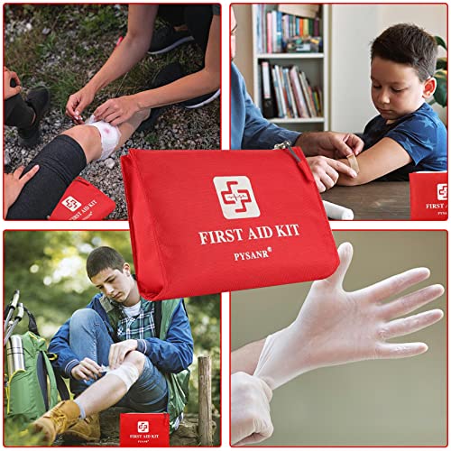 Small First Aid Kit, 150 Piece with Foil Blanket & Scissors, Mini First Aid Bag for Emergency, Home, Camping, Travel, Spor...