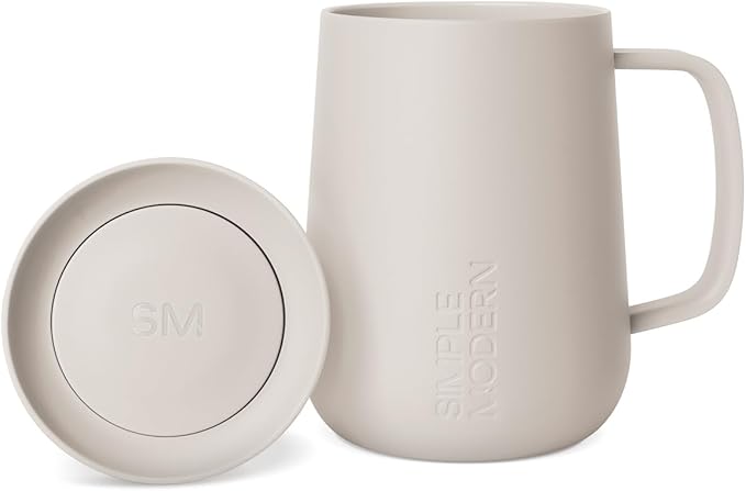 Simple Modern Voyager Signature Mug | Travel Coffee Tumbler with 360° Lid and Handle | Ceramic-Lined Insulated Stainless S...