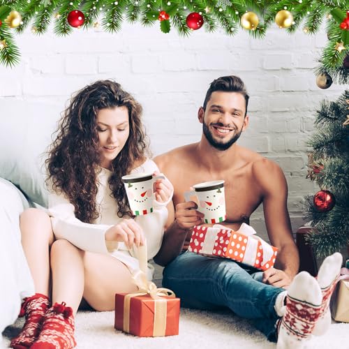 Maxcheck 100 Pieces Christmas Paper Cups with Handle 9 oz Holiday Disposable Cups Drinking Hot Chocolate Coffee Cup for Xm...