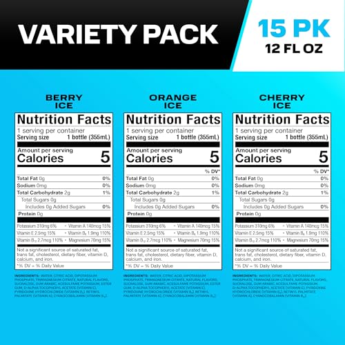 Prime Zero Variety Berry Ice, Cherry Ice, & Orange Ice Sugar Free Sports Drinks, Electrolyte Enhanced to Replenish Fluids,...