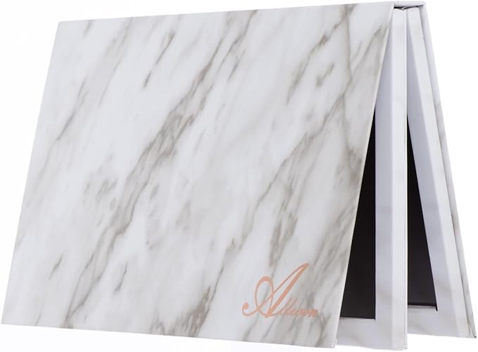 Allwon 2-Layer Book Shaped Marble Magnetic Palette Large Empty Makeup Palette Storage Box for Eyeshadow Lipstick Blush Powder (White)