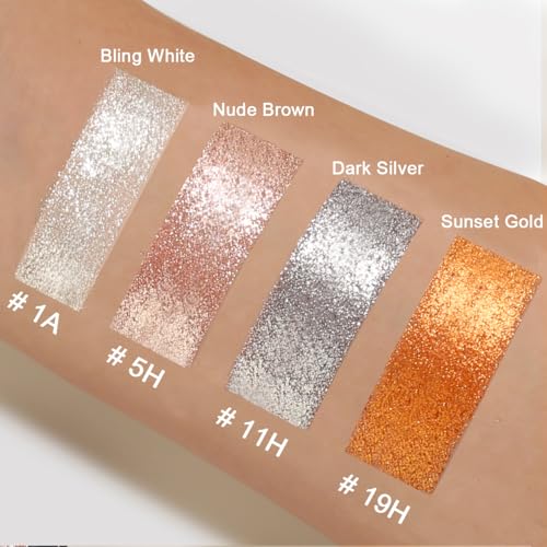 Afflano Silver Glitter Eyeshadow Super Pigmented, Intense Color Gray Silver Eyeshadow Palette Single, Long Lasting Sparkle...