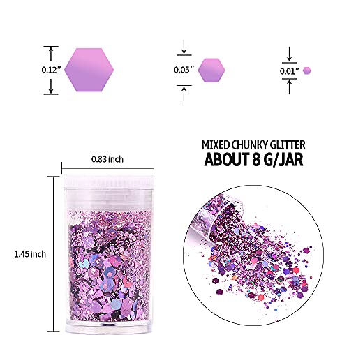 Chunky and Fine Glitter Mix, Estanoite 36 Colors Chunky Sequins & Fine Glitter Powder Mix, Cosmetic Makeup Flakes for Face...