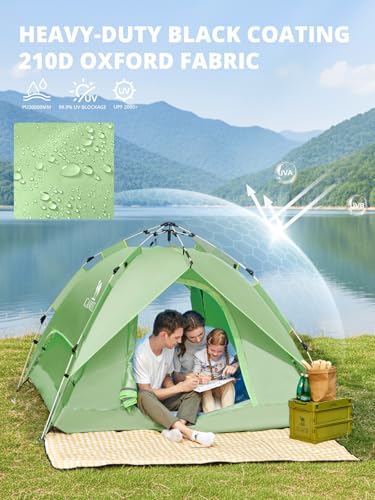 CAMEL CROWN Instant Tent for 3-4 Person, Waterproof & Sun Protection Family Camping Tent, Sets Up in 30 Seconds, Lightweig...