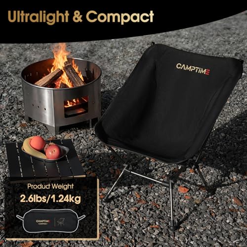 Camptime Portable Camping Chair Plus, Larger & Roomier, Compact and Lightweight, Folding Chair for Backpacking & Hiking, 3...