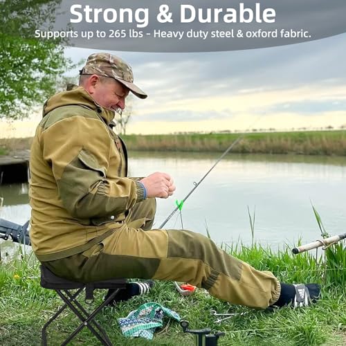 Pocket Chair, Folding Camp Stool for Adults, Portable Lightweight Small Foldable Camping Chair, Mini Seat Travel Fishing S...