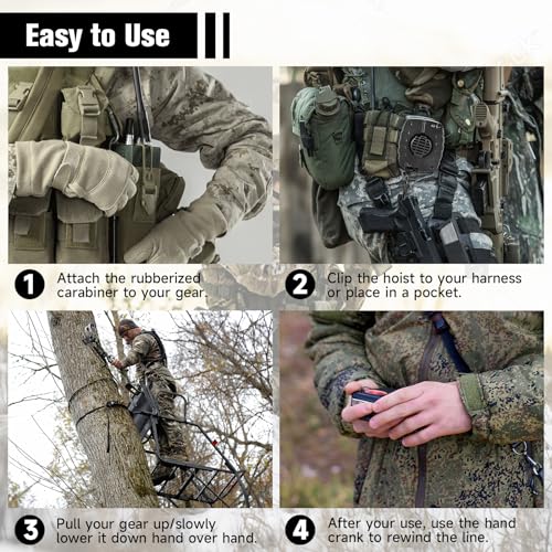 Upgraded Ultra Silent Retractable Bow and Gear Hoist - 30FT Quietest Safety System for Tree Stand Hunting, Essential Hunti...