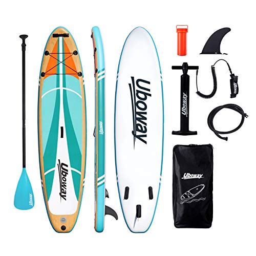 Uboway Inflatable Paddle Boards Stand Up: 10/11 feet SUP with Adjustable Paddle Backpack Pump Leash Fin Youth Adults Stand...