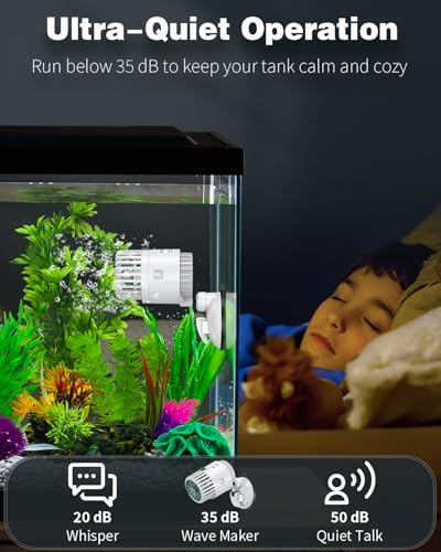 Pawfly Wave Maker for Aquarium, 800 GPH 3W Aquarium Powerhead, Quiet Submersible Wavemaker for Fish Tanks up to 50 Gallon...