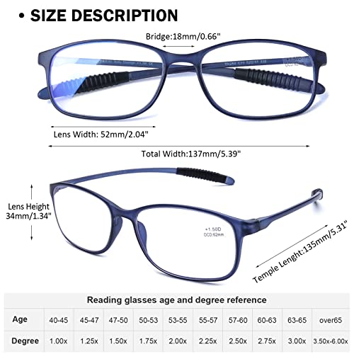 AQWANO 4 Pack Flexible Computer Reading Glasses Men Women Blue Light Blocking, Lightweight TR90 Frame Readers Glasses Anti...